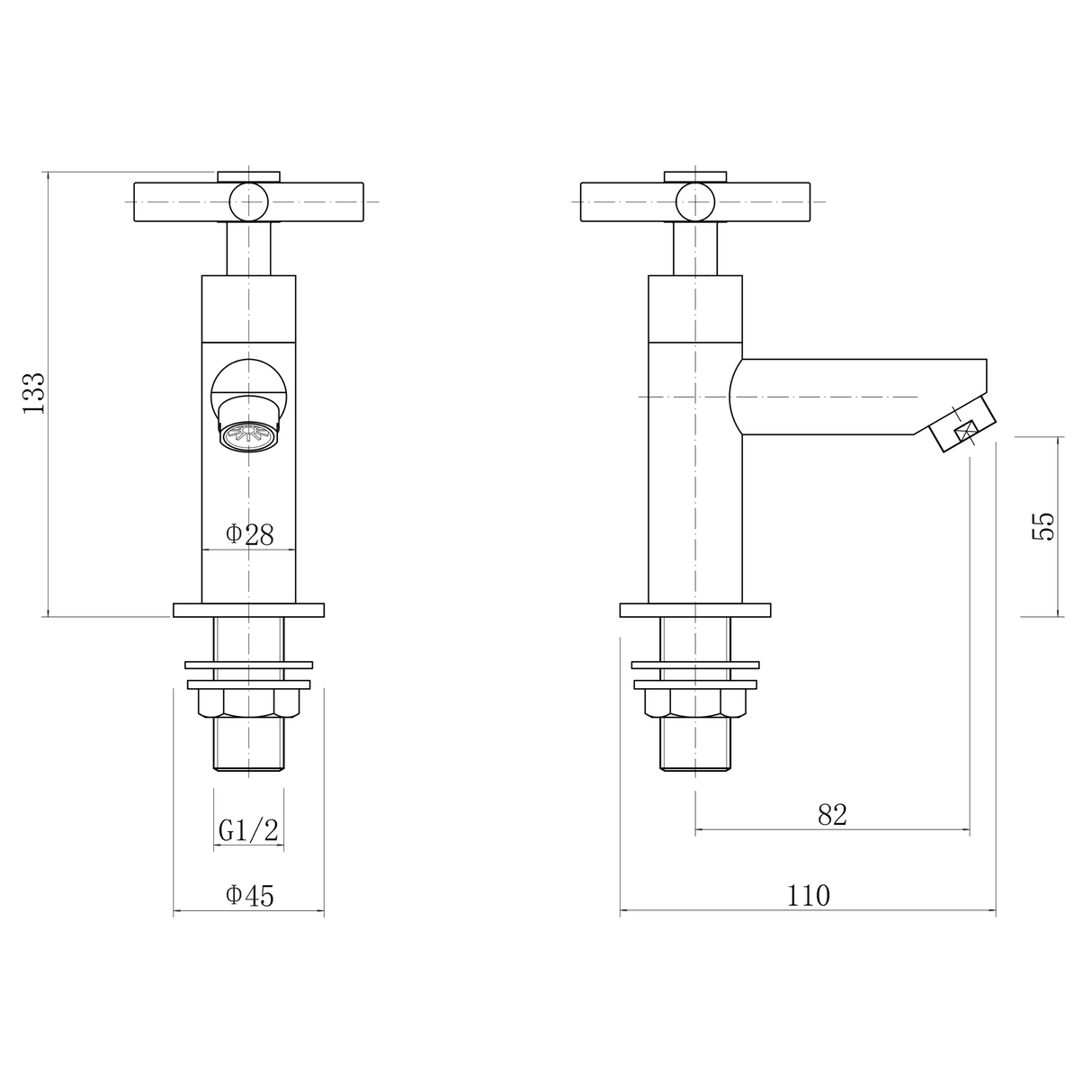 Ellsi Oban Basin Pillar Taps Chrome OBA-04-CH LD