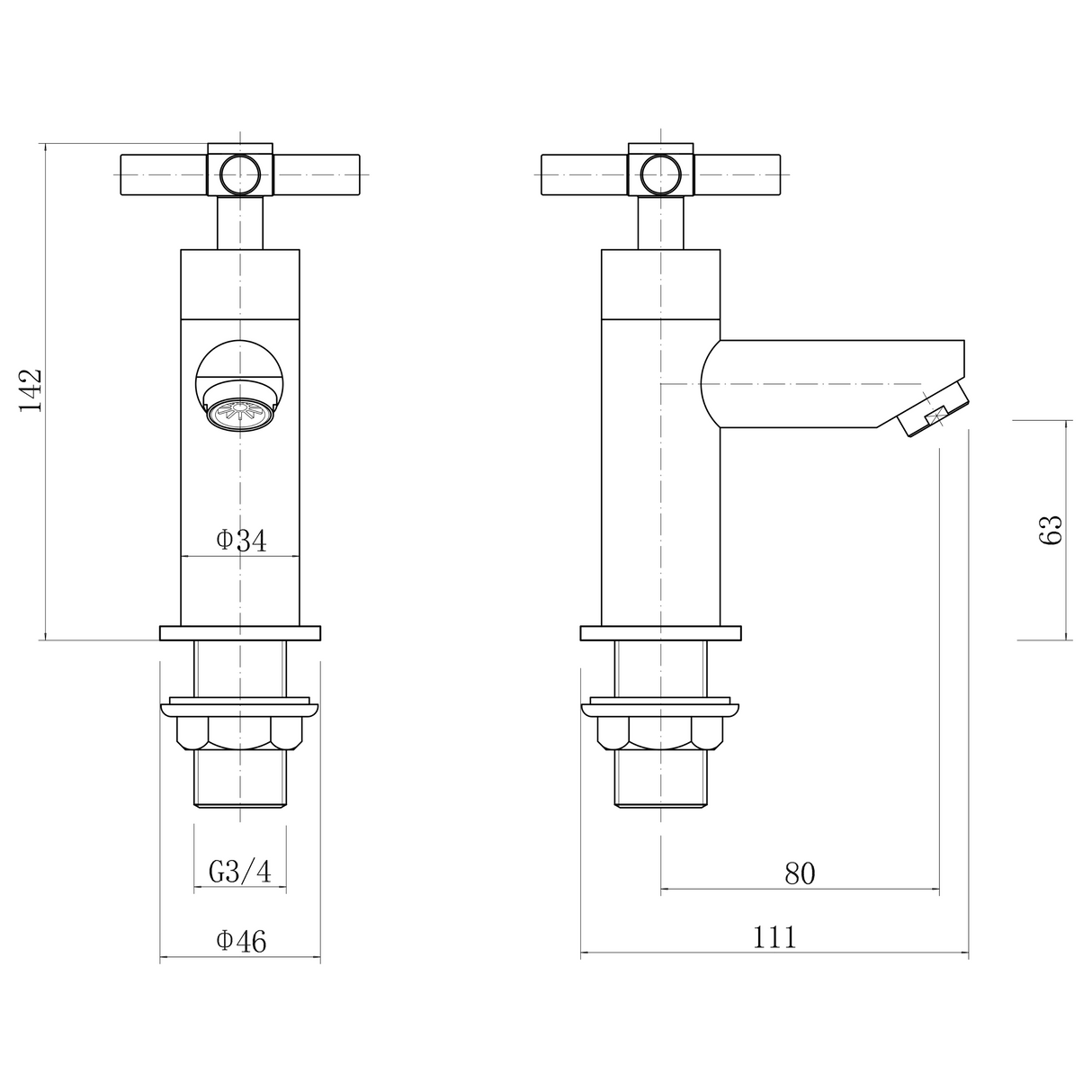 Ellsi Oban Bath Pillar Taps Chrome OBA-05-CH LD