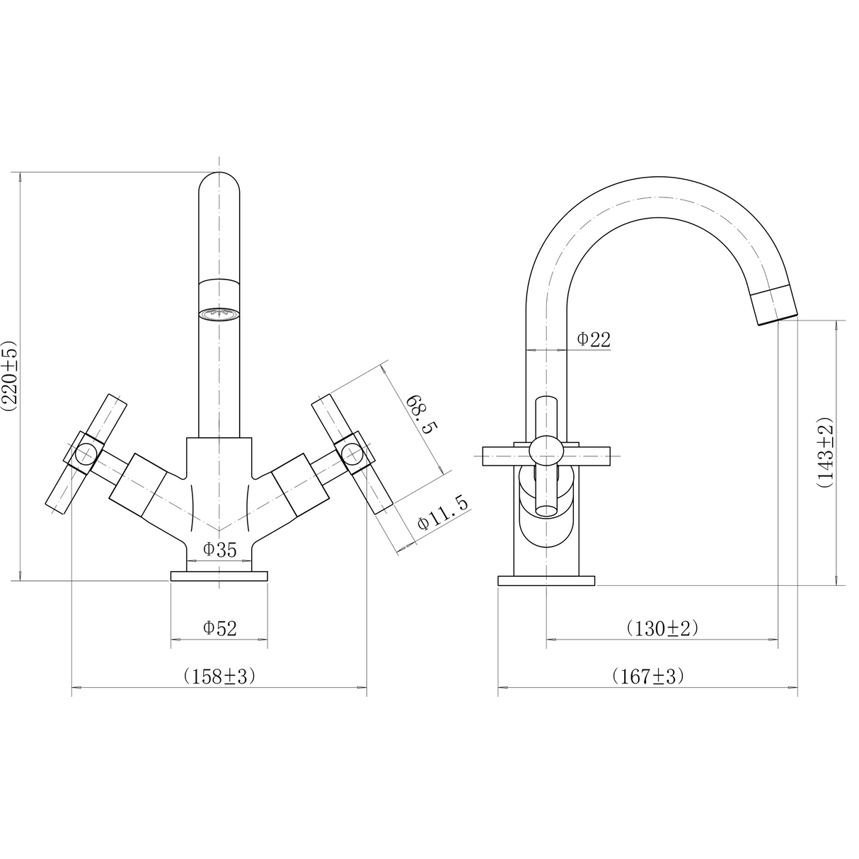 Ellsi Oban Mono Basin Mixer Tap Chrome OBA-01-CH LD