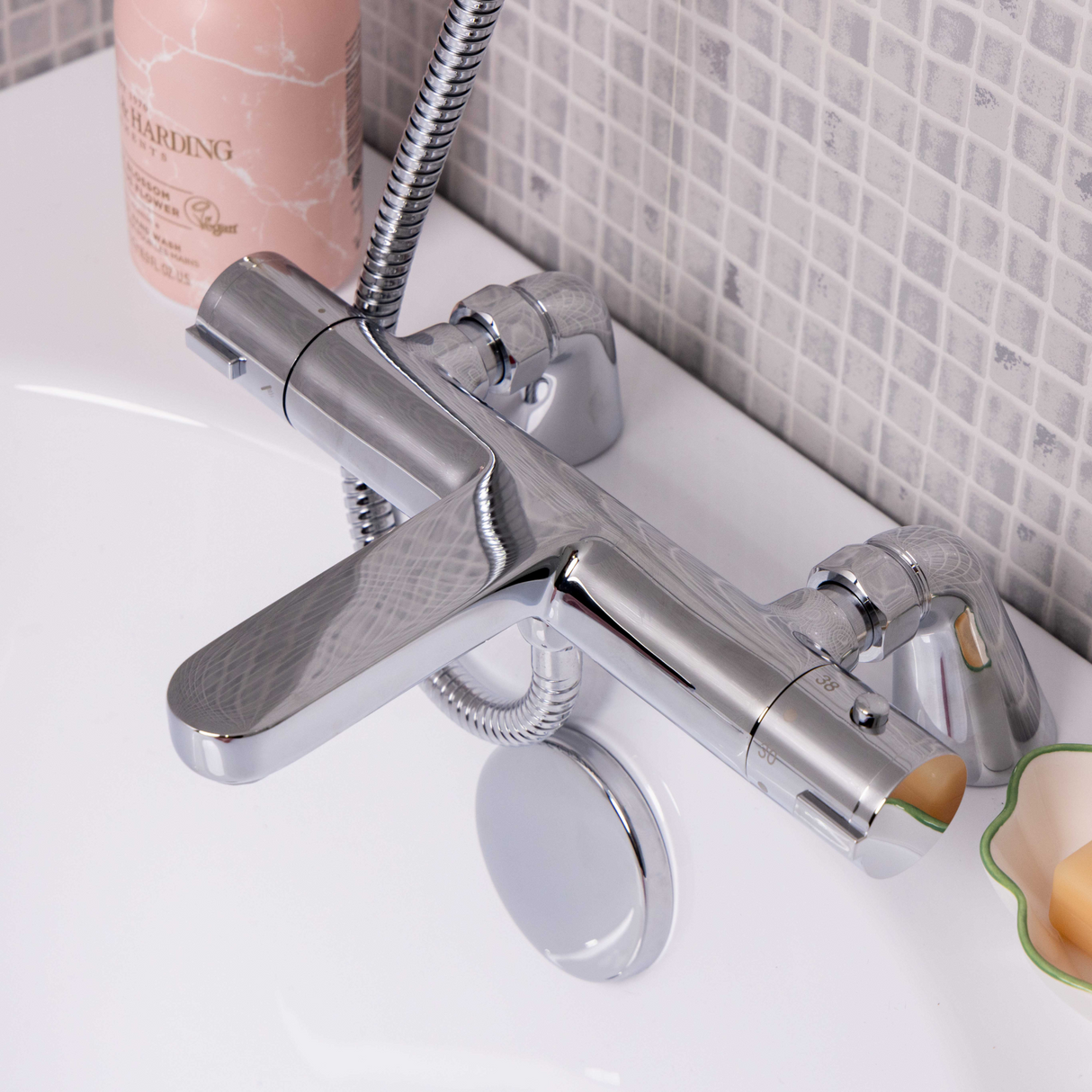 Ellsi Orhan Pillar Mounted Thermostatic Bath Shower Mixer Tap CHROME ORH-07-CH LS2