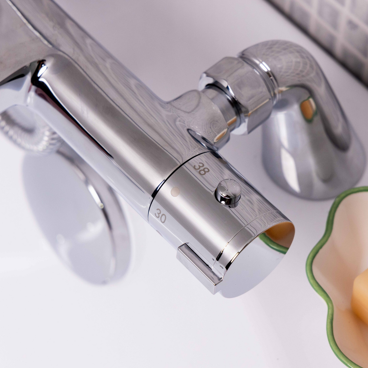 Ellsi Orhan Pillar Mounted Thermostatic Bath Shower Mixer Tap CHROME ORH-07-CH LS3