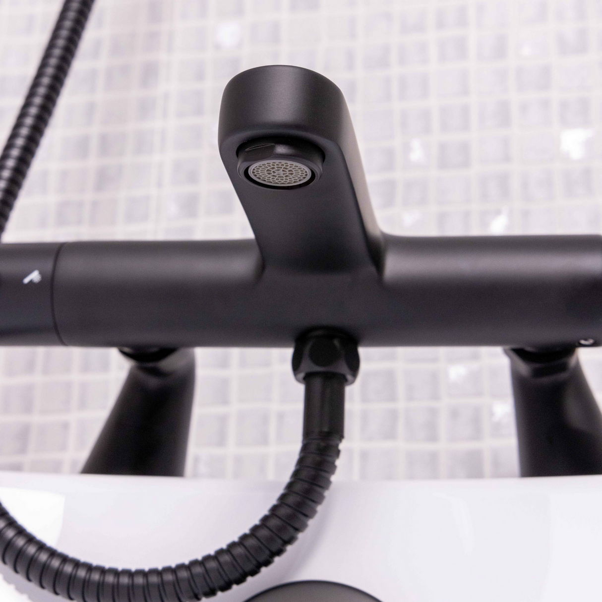 Ellsi Orhan Pillar Mounted Thermostatic Bath Shower Mixer Tap MATT BLACK ORH-07-MB LS2