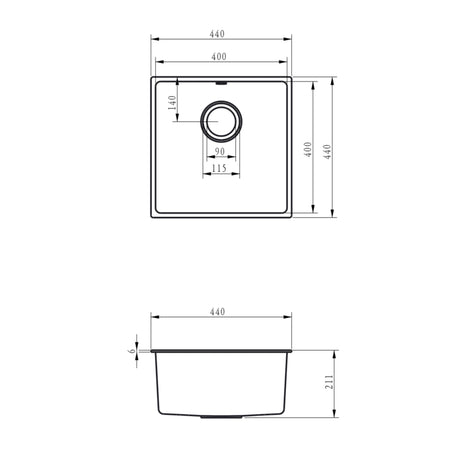 Ellsi Comite 1.0 Bowl Composite Undermount Kitchen Sink Matt White 440mm x 440mm MATT WHITE PDT-000095 LD