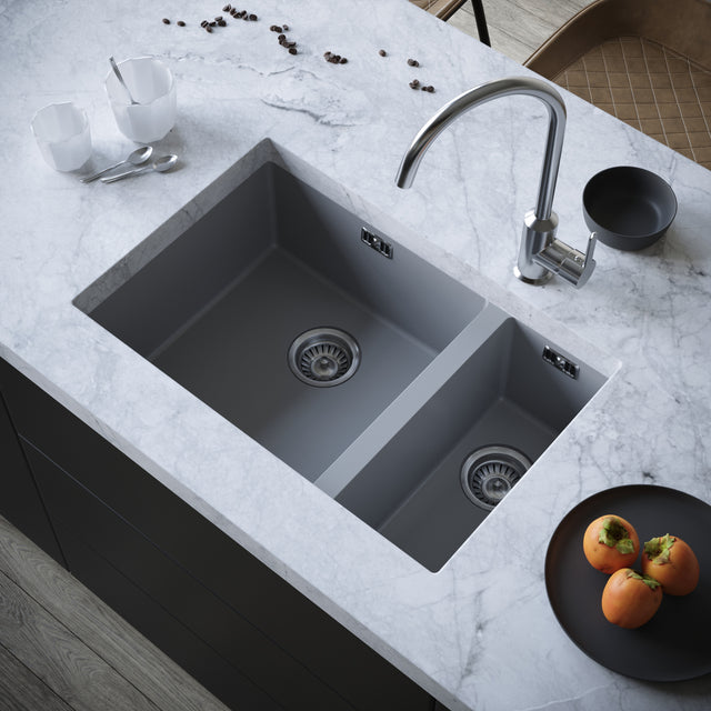 Ellsi Comite 1.5 Bowl Composite Undermount Kitchen Sink Matt Grey 670mm x 440mm MATT GREY PDT-000098 LS