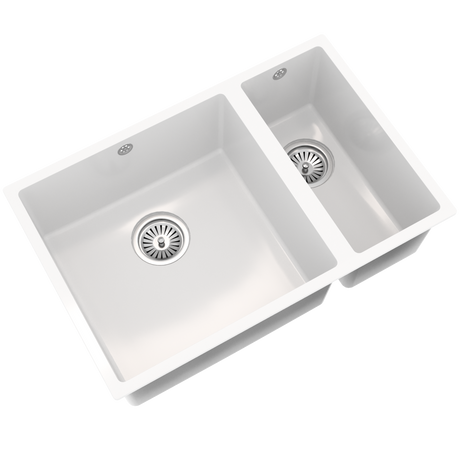 Ellsi Comite 1.5 Bowl Composite Undermount Kitchen Sink Gloss White 670mm x 440mm GLOSS WHITE PDT-000104_2