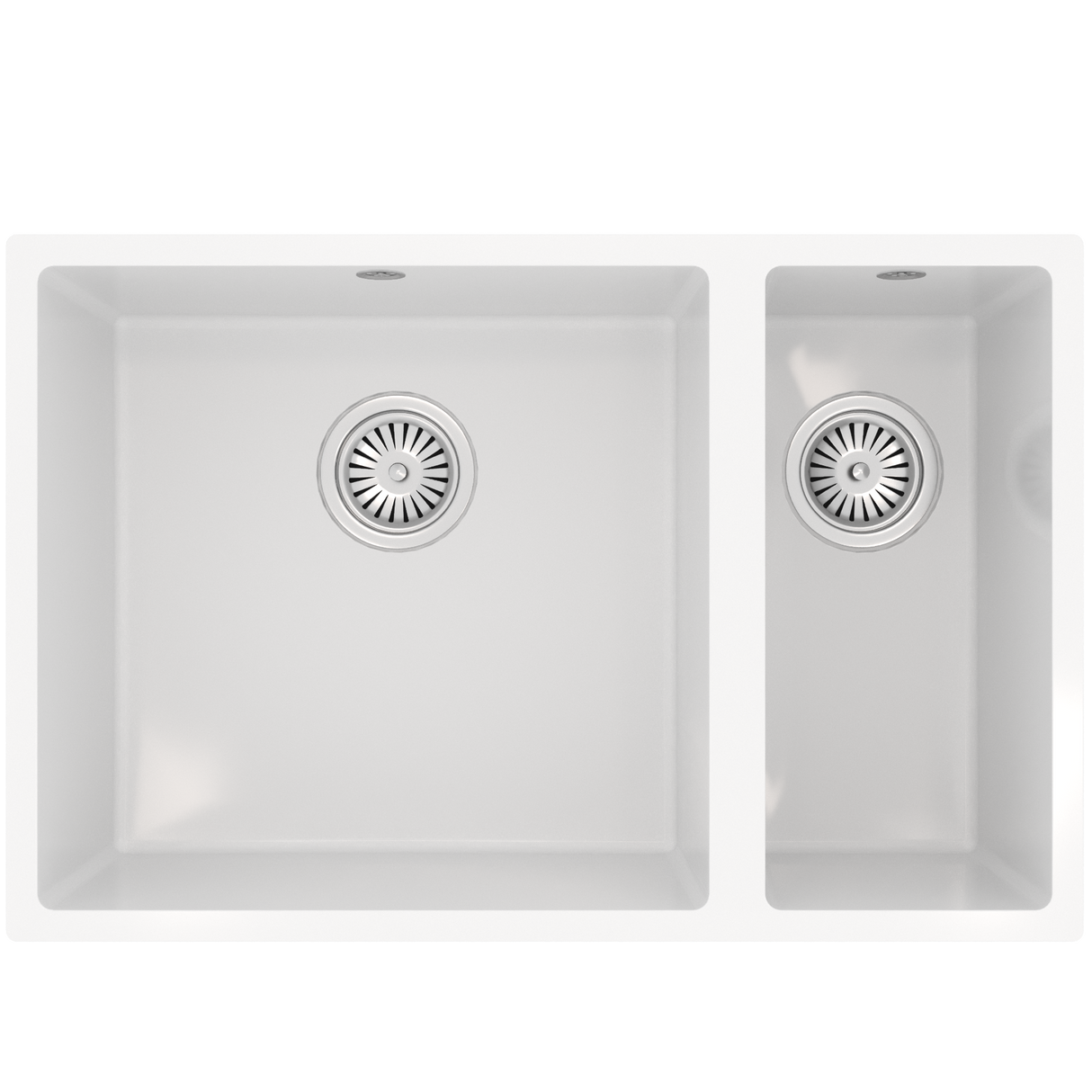 Ellsi Comite 1.5 Bowl Composite Undermount Kitchen Sink Gloss White 670mm x 440mm GLOSS WHITE PDT-000104_1