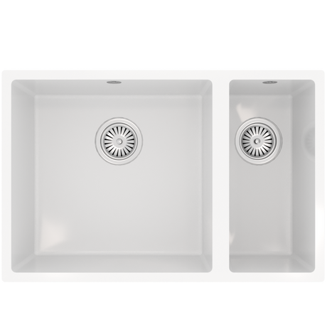 Ellsi Comite 1.5 Bowl Composite Undermount Kitchen Sink Gloss White 670mm x 440mm GLOSS WHITE PDT-000104_1