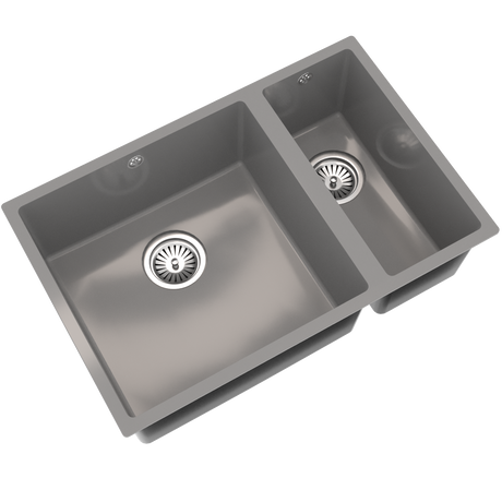 Ellsi Comite 1.5 Bowl Composite Undermount Kitchen Sink Gloss Grey 670mm x 440mm GLOSS GREY PDT-000106_2