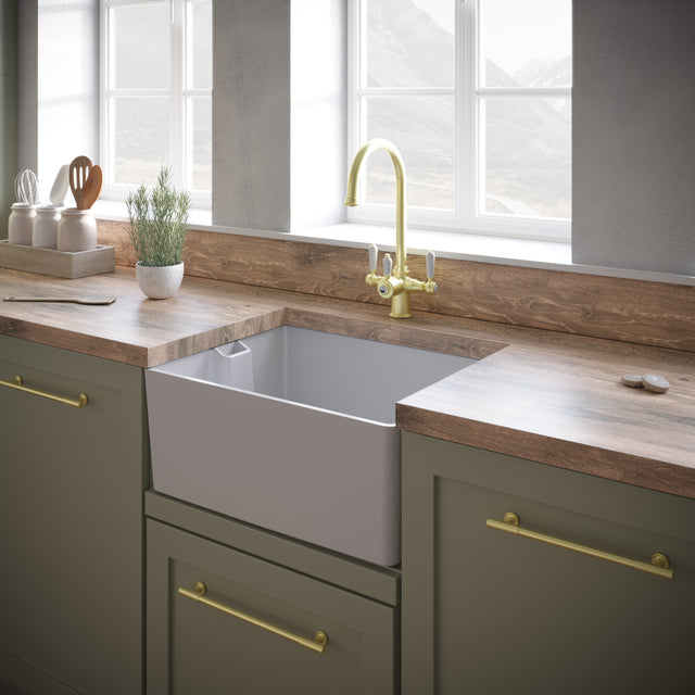 Ellsi Comite 1.0 Bowl Composite Belfast Kitchen Sink Gloss White 595mm x 445mm GLOSS WHITE PDT-000258 LS