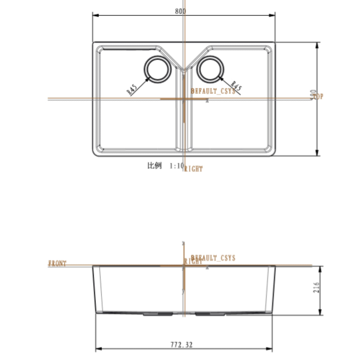 Ellsi Comite 2.0 Bowl Composite Belfast Kitchen Sink Gloss White 800mm x 500mm GLOSS WHITE PDT-000259 LD
