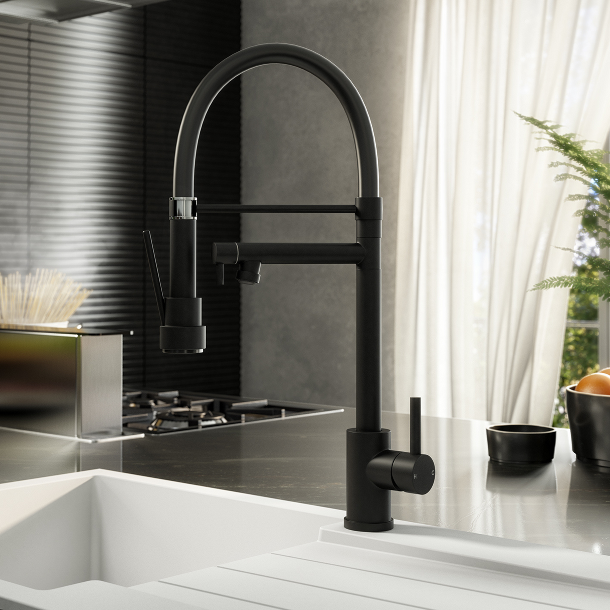 Ellsi Goda Flexi Pull-Out Single Lever Kitchen Mixer Tap MATT BLACK GOD-01-MB LS
