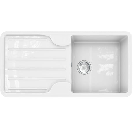 Ellsi Comite 1.0 Bowl Traditional Composite Inset Kitchen Sink & Drainer Gloss White Reversible 1000mm x 500mm GLOSS WHITE PDT-000464_1
