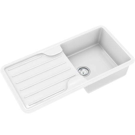 Ellsi Comite 1.0 Bowl Traditional Composite Inset Kitchen Sink & Drainer Gloss White Reversible 1000mm x 500mm GLOSS WHITE PDT-000464_2