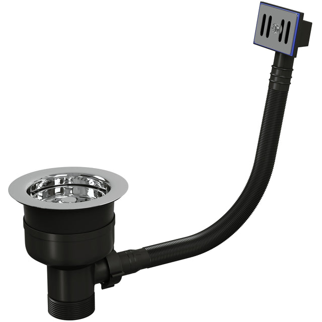 Top-Fix Kitchen Sink Waste Strainer & Overflow 90mm - Polished Steel PDT-000527_1