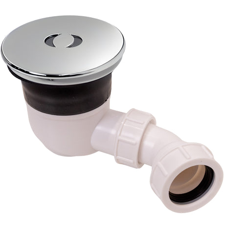 Top-Fix 90mm Shower Tray Waste With Elbow - Chrome Cover PDT-000598_1