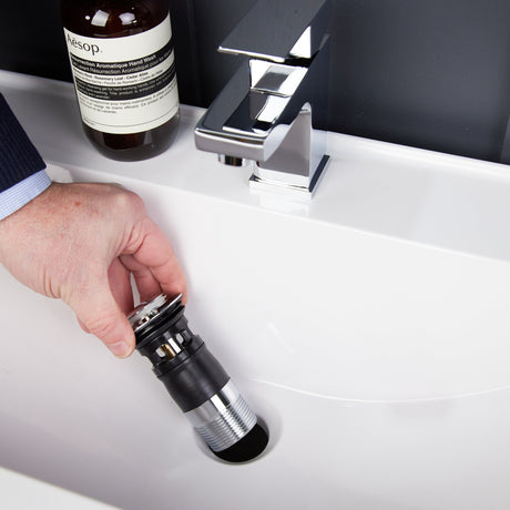 Top-Fix Push Button Click Clack Basin Waste - Slotted CHROME PDT-000601 LS2