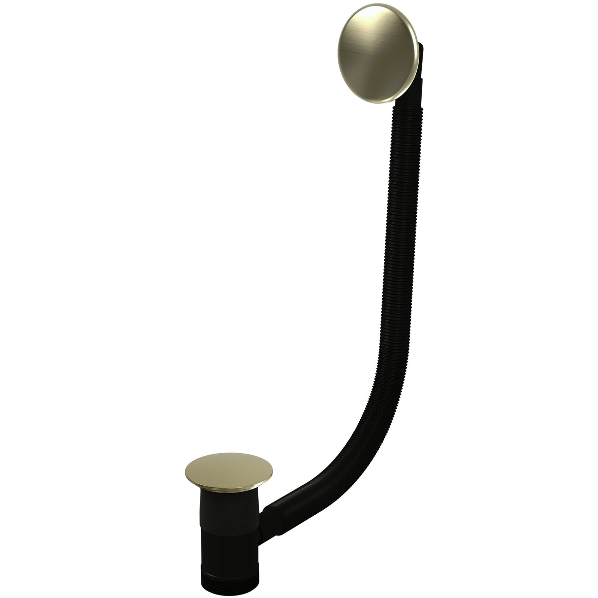 Top-Fix Round Push Button Bath Waste & Overflow Brushed Brass PDT-000734