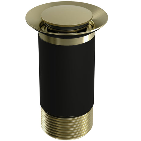Top-Fix Push Button Click Clack Basin Waste - Unslotted BRUSHED BRASS PDT-000735_2