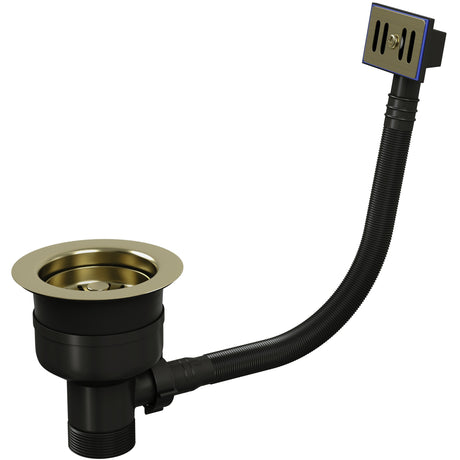 Top-Fix Kitchen Sink Waste Strainer & Overflow 90mm - Brushed Brass PDT-000737_1