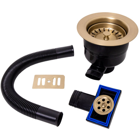 Top-Fix Kitchen Sink Waste Strainer & Overflow 90mm - Brushed Brass PDT-000737_2