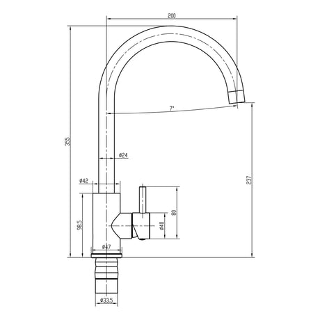 Top-Fix Vito Swan Neck Single Lever Kitchen Mixer Tap Matt Black PDT-001311 LD