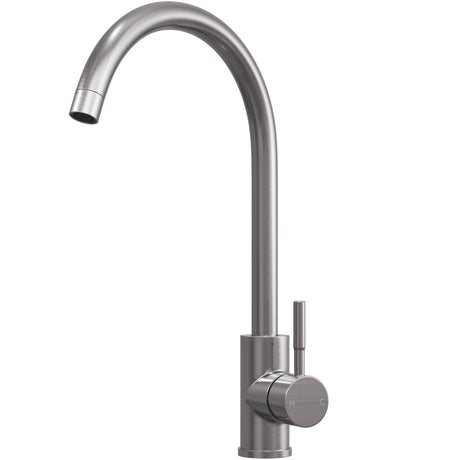 Top-Fix Vito Swan Neck Single Lever Kitchen Mixer Tap Brushed Steel PDT-001313
