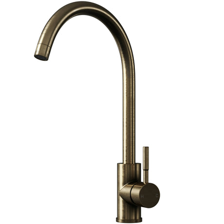 Top-Fix Vito Swan Neck Single Lever Kitchen Mixer Tap Antique Brass PDT-001323