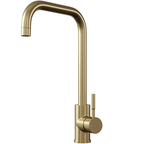 Top-Fix Vito Square Neck Single Lever Kitchen Mixer Tap Brushed Brass PDT-001327