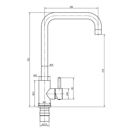 Top-Fix Vito Square Neck Single Lever Kitchen Mixer Tap Brushed Brass PDT-001327 LD