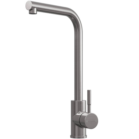 Top-Fix Vito L-Neck Single Lever Kitchen Mixer Tap Brushed Steel PDT-001333