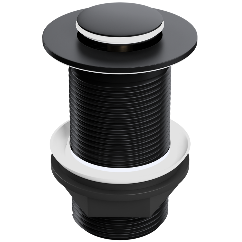 Ellsi Push Button Click Clack Basin Waste - Unslotted MATT BLACK PBW002MB