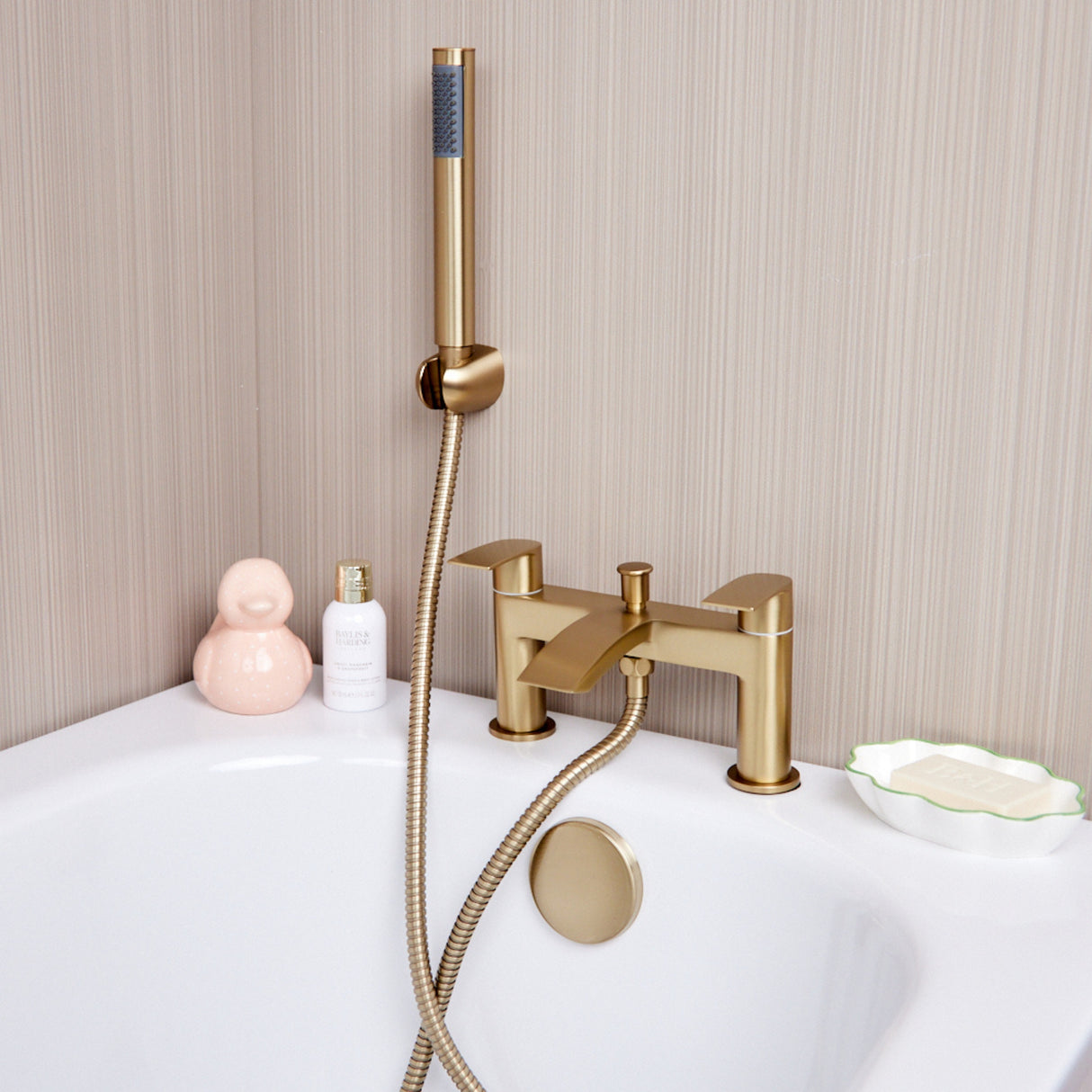 Ellsi Spear Waterfall Bath Shower Mixer Tap & Shower Kit BRUSHED BRASS SPE-02-BB LS1