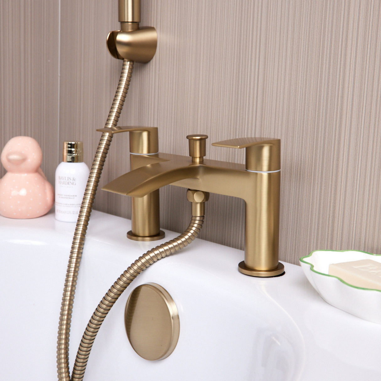 Ellsi Spear Waterfall Bath Shower Mixer Tap & Shower Kit BRUSHED BRASS SPE-02-BB LS2