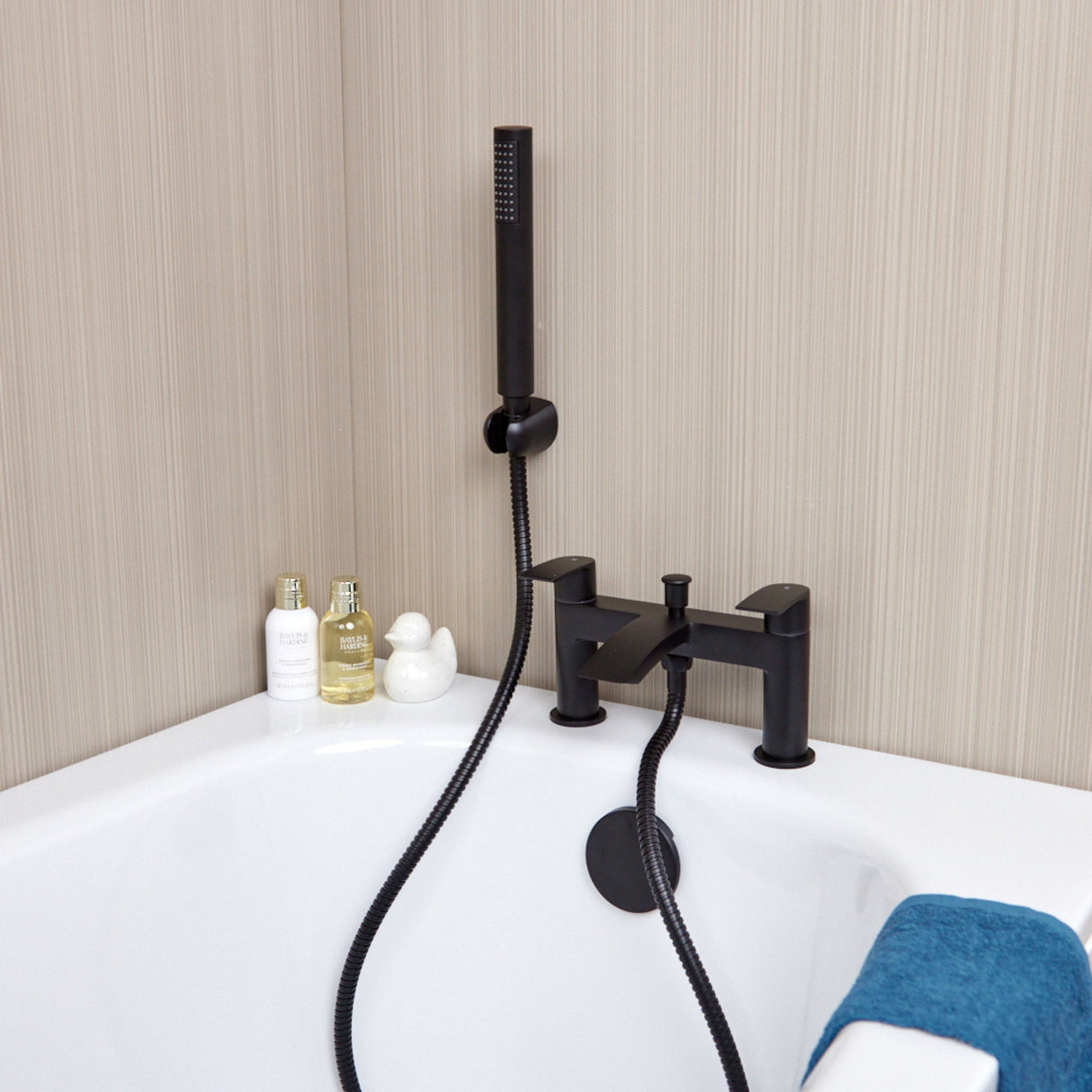 Ellsi Spear Waterfall Bath Shower Mixer Tap & Shower Kit MATT BLACK SPE-02-MB LS1