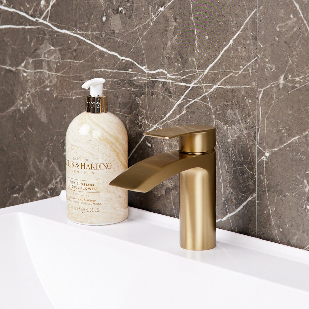 Ellsi Spear Mono Waterfall Basin Mixer Tap BRUSHED BRASS SPE-01-BB LS1