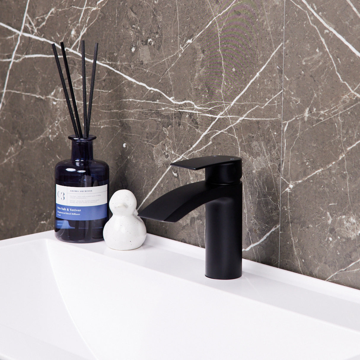 Ellsi Spear Mono Waterfall Basin Mixer Tap MATT BLACK SPE-01-MB LS1