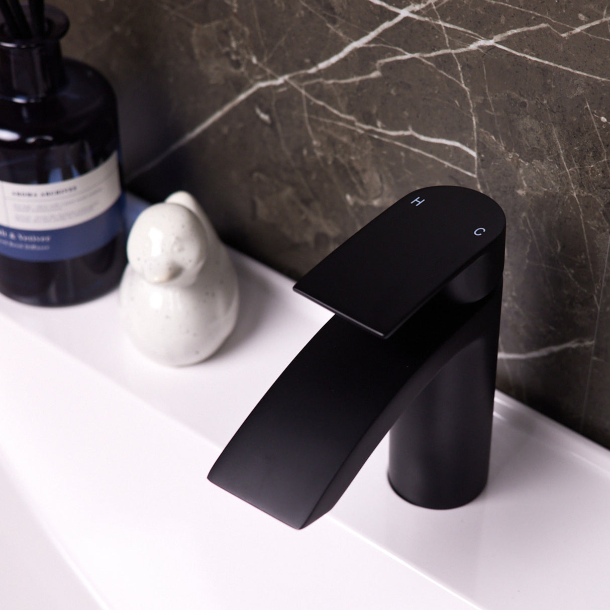 Ellsi Spear Mono Waterfall Basin Mixer Tap MATT BLACK SPE-01-MB LS2