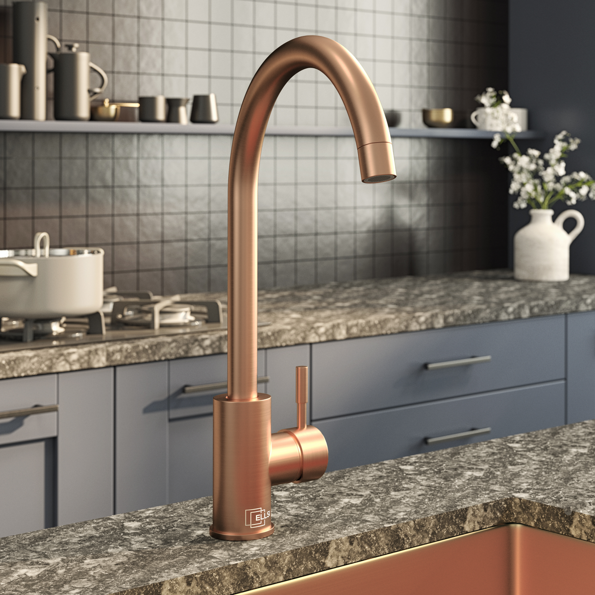 Ellsi Tivoli Single Lever Kitchen Mixer Tap BRUSHED COPPER TIV-01-BC LS