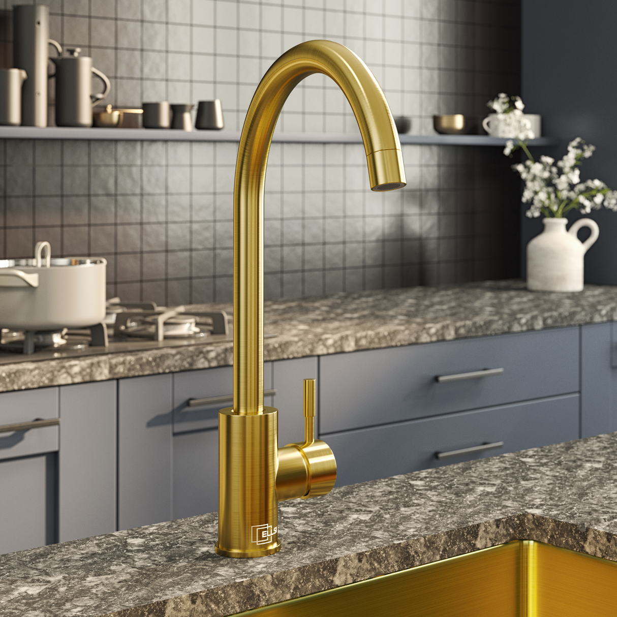 Ellsi Tivoli Single Lever Kitchen Mixer Tap BRUSHED GOLD TIV-01-BG LS