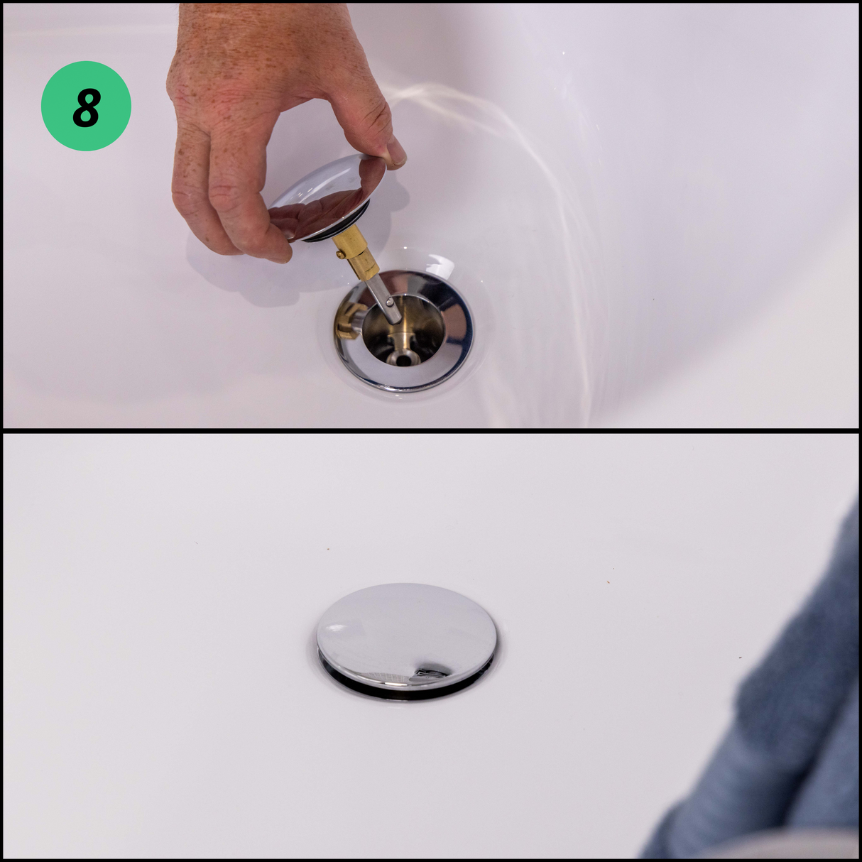 Top-Fix Round Push Button Bath Waste & Overflow Chrome