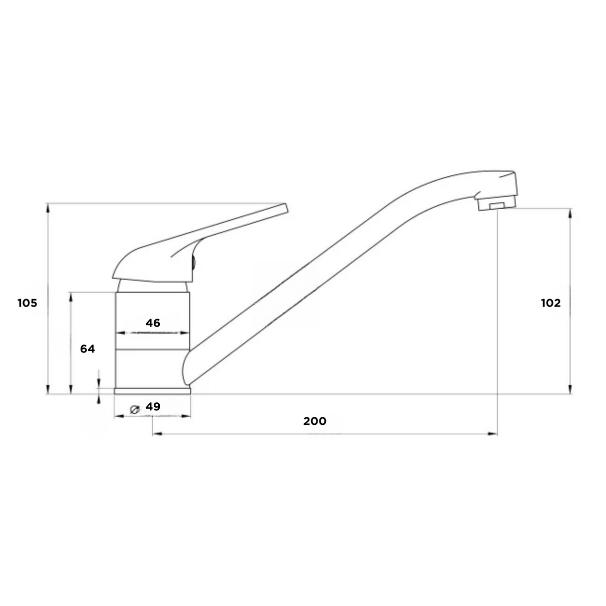 Ellsi Vesper Single Lever Kitchen Mixer Tap Chrome CHROME VES-01-CH LD