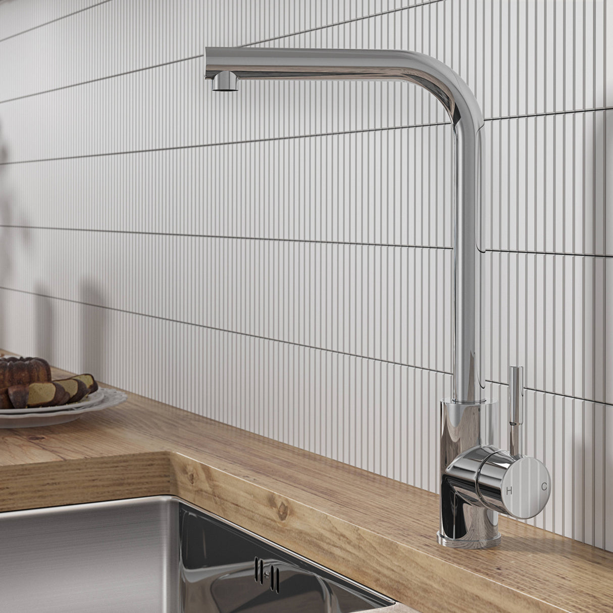 Ellsi Vito L- Neck Single Lever Kitchen Mixer Tap CHROME VIT-03-CH LS