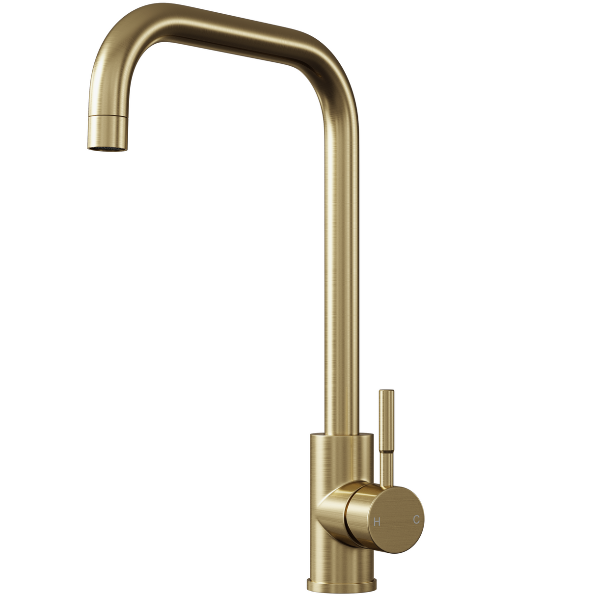 Ellsi Vito Square Neck Single Lever Kitchen Mixer Tap BRUSHED BRASS VIT-02-BB