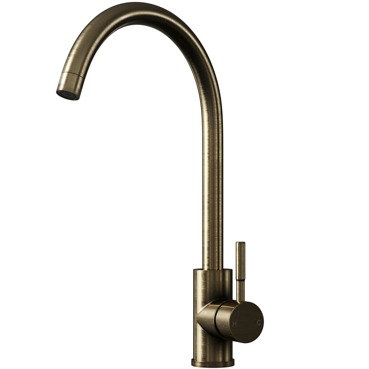 Ellsi Vito Swan Neck Single Lever Kitchen Mixer Tap ANTIQUE BRASS VIT-01-AB