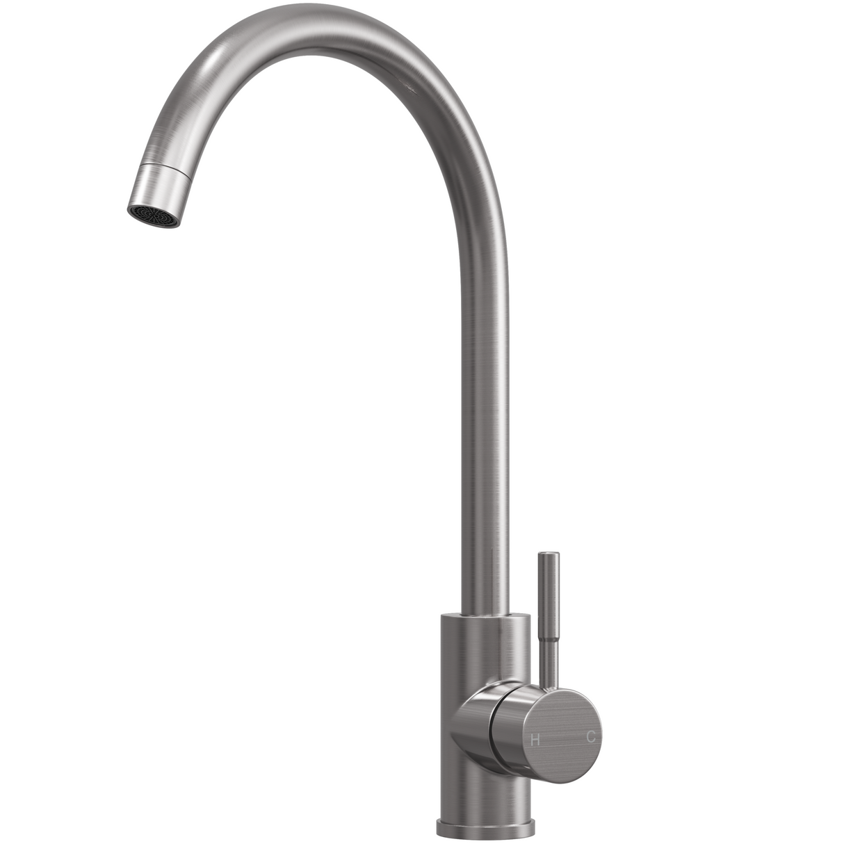 Ellsi Vito Swan Neck Single Lever Kitchen Mixer Tap BRUSHED STEEL VIT-01-BS