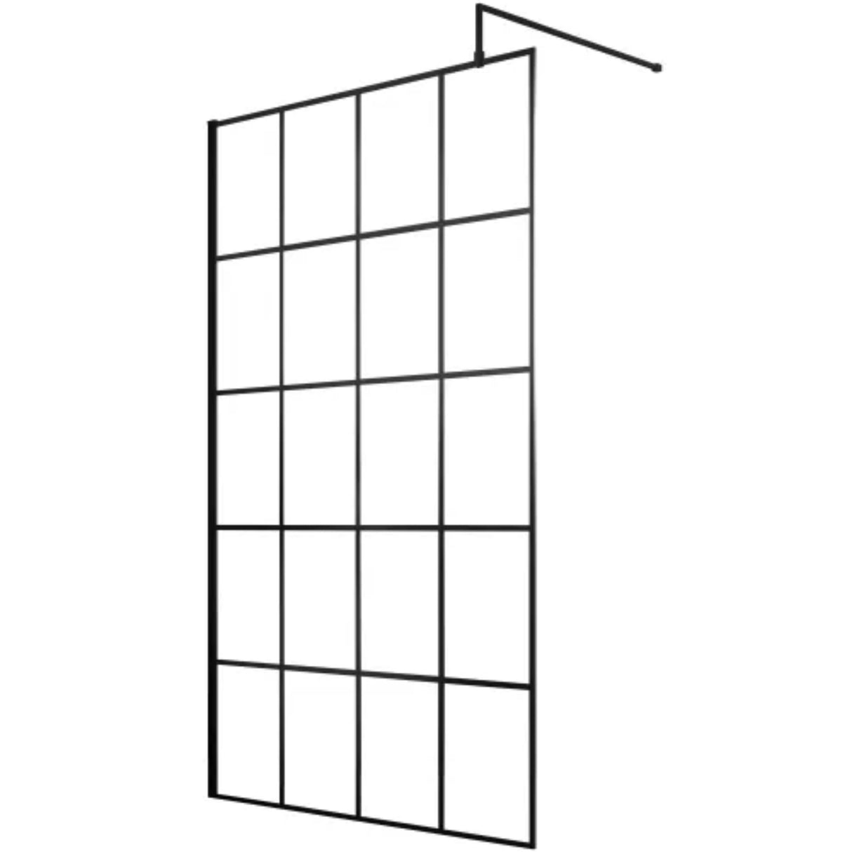 Hudson Reed 8mm Framed Wetroom Screen - Wall Fixed - Matt Black WRSF11