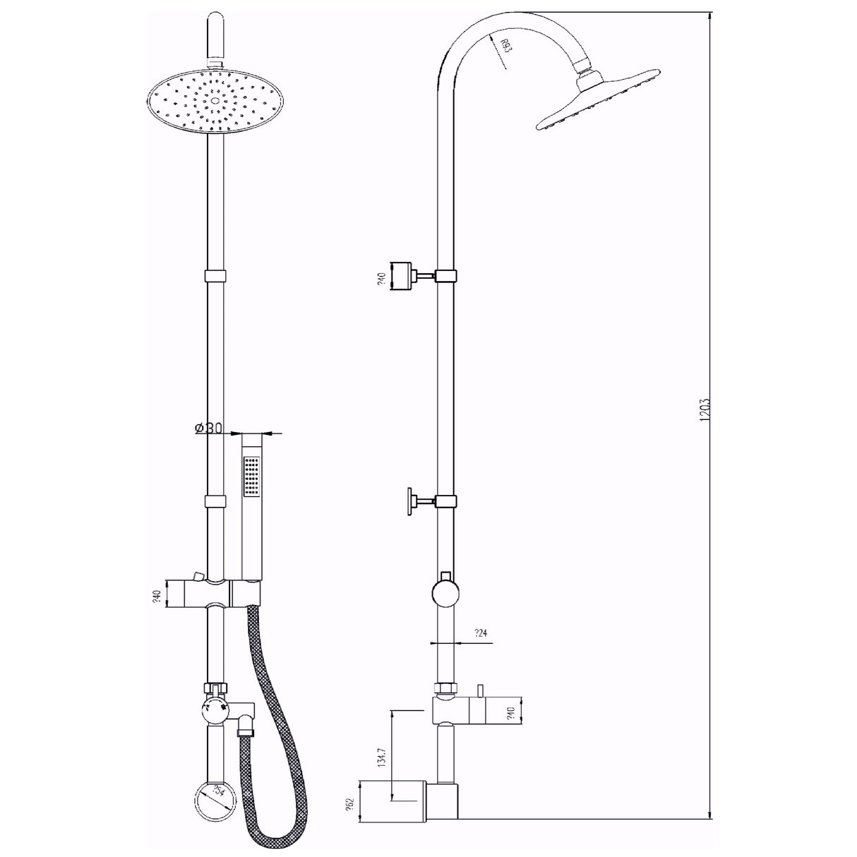 Hudson Reed Destiny Round 2 Outlet Rigid Riser Shower Kit Chrome A3115 LD