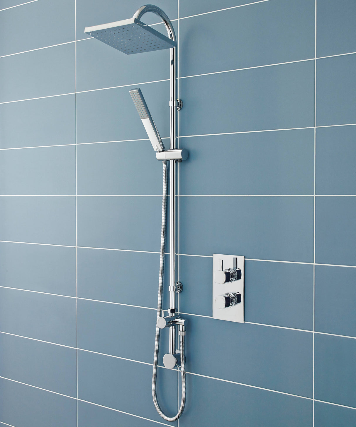 Hudson Reed Worth Square 2 Outlet Rigid Riser Shower Kit Chrome A3116 LS