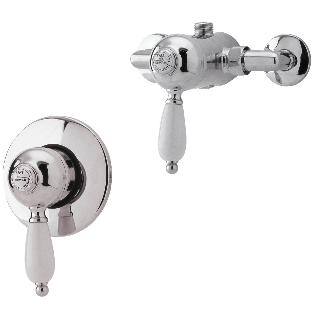 Nuie Edwardian Traditional Manual Exposed/Concealed Shower Valve Chrome A3201_0
