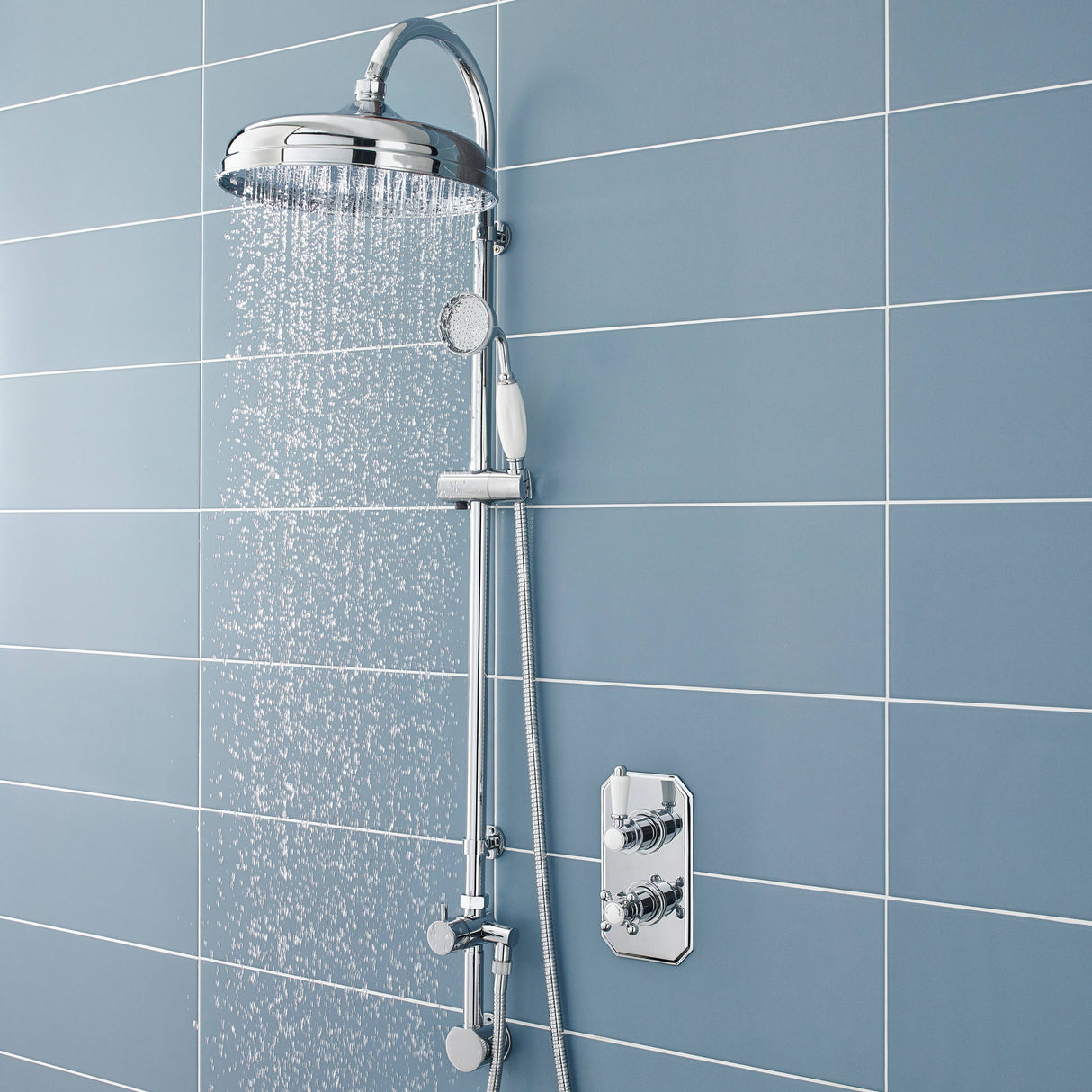 Nuie Traditional Rigid Riser Set With Elbow Outlet Chrome A3238 LS1